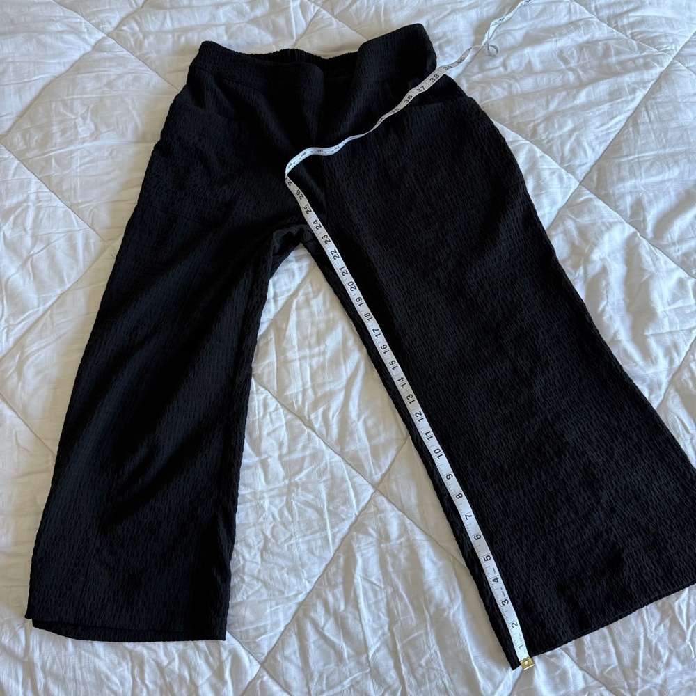 Ethyl Brand Crinkle Pull-On Wide Leg Crop Pants, Black, Size 10, NWT
